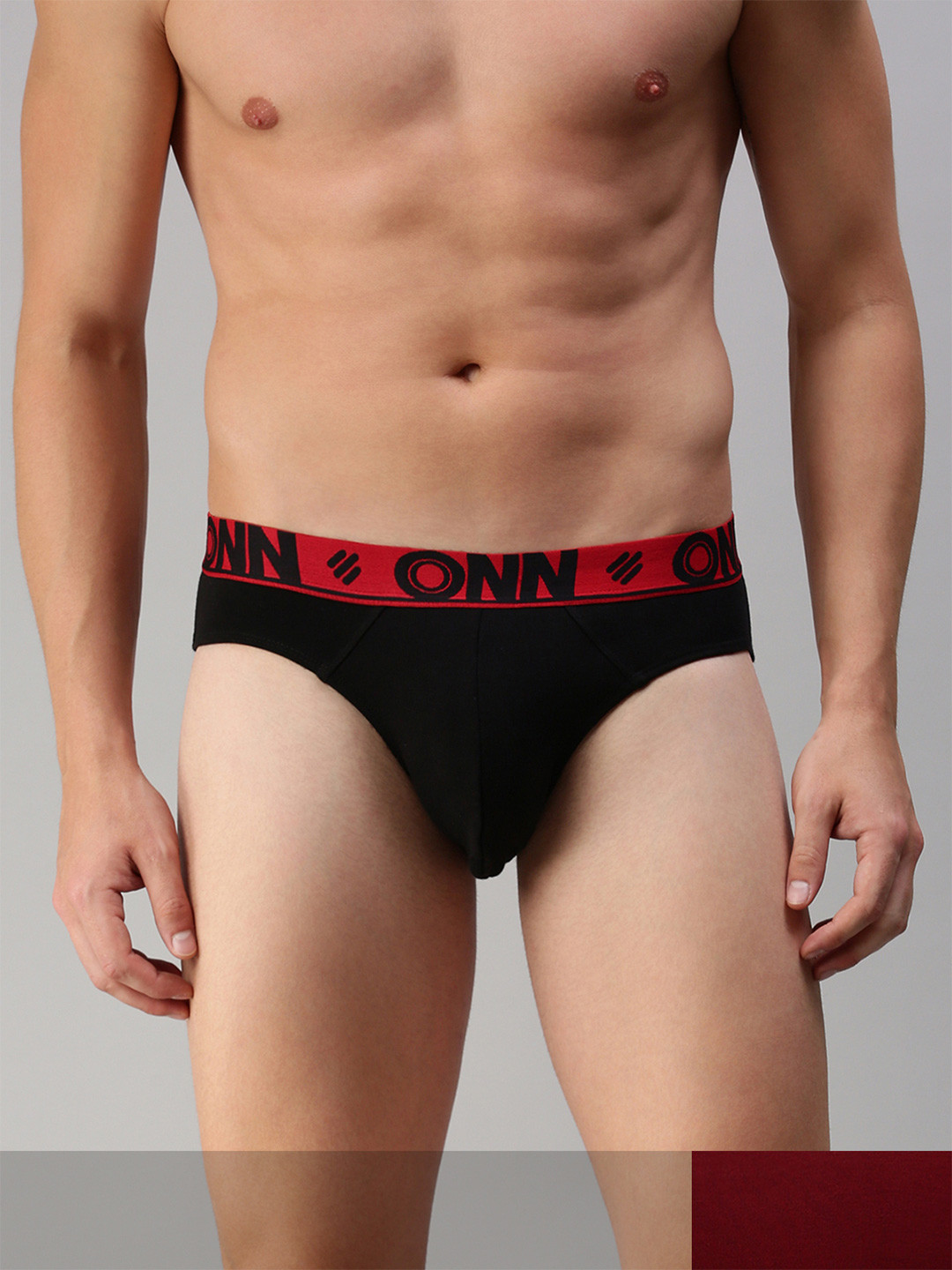 

ONN Men Pack Of 2 Solid Basic Briefs, Black