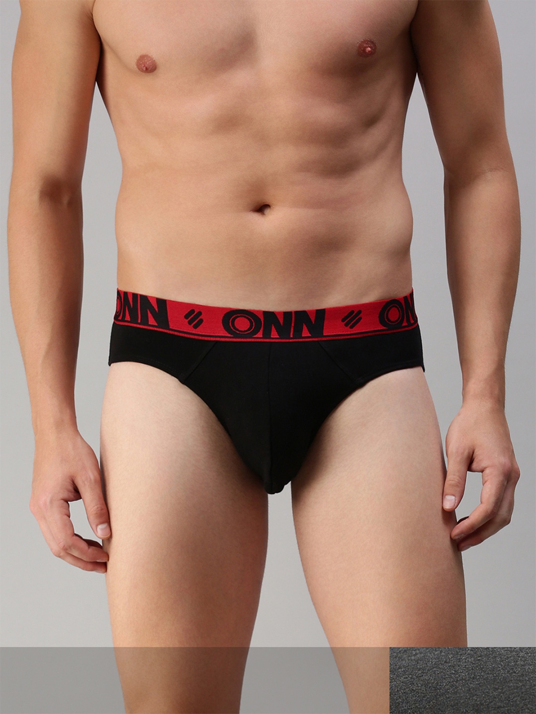 

ONN Men Black Pack Of 2 Solid Deo-Soft Basic Briefs