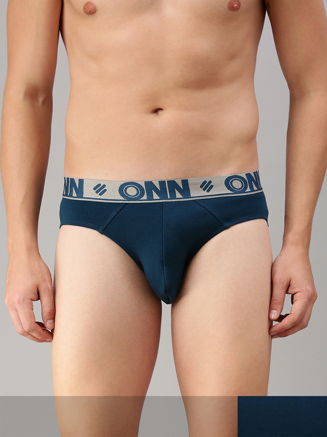 ONN Men Pack Of 2 Blue Solid Cotton Briefs ONN_271_SBLU_2PC-S Blue