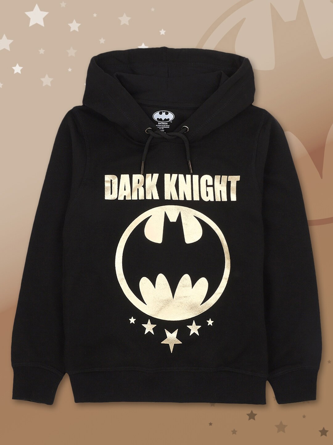 

Kids Ville Boys Black Batman Printed Hooded Sweatshirts