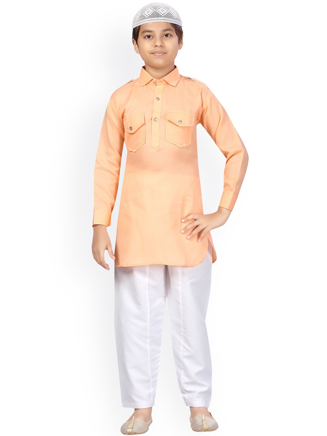 

Aarika Boys Orange Pure Cotton Kurta with Pyjamas