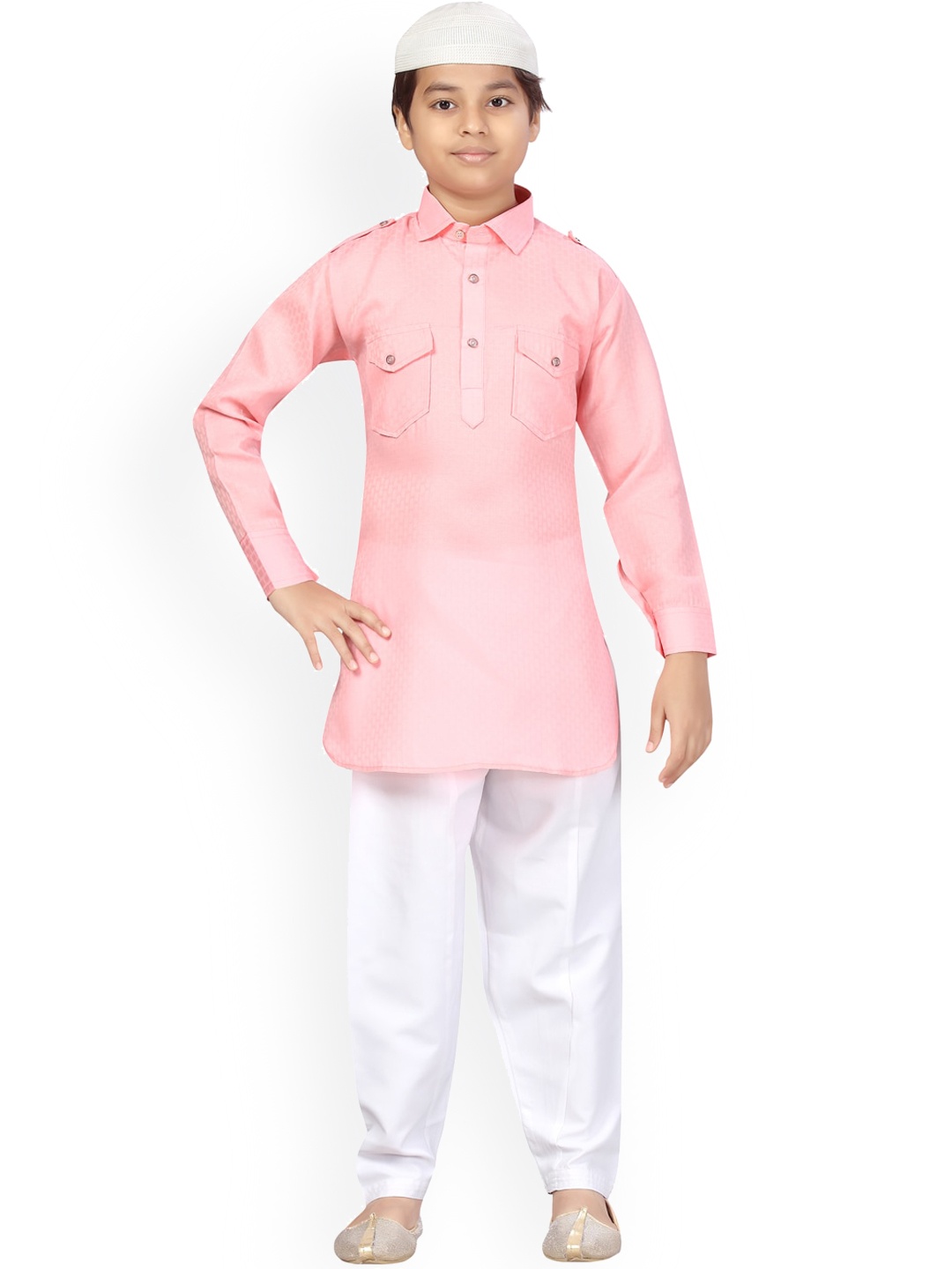 

Aarika Boys Pink Pure Cotton Kurta with Pyjamas