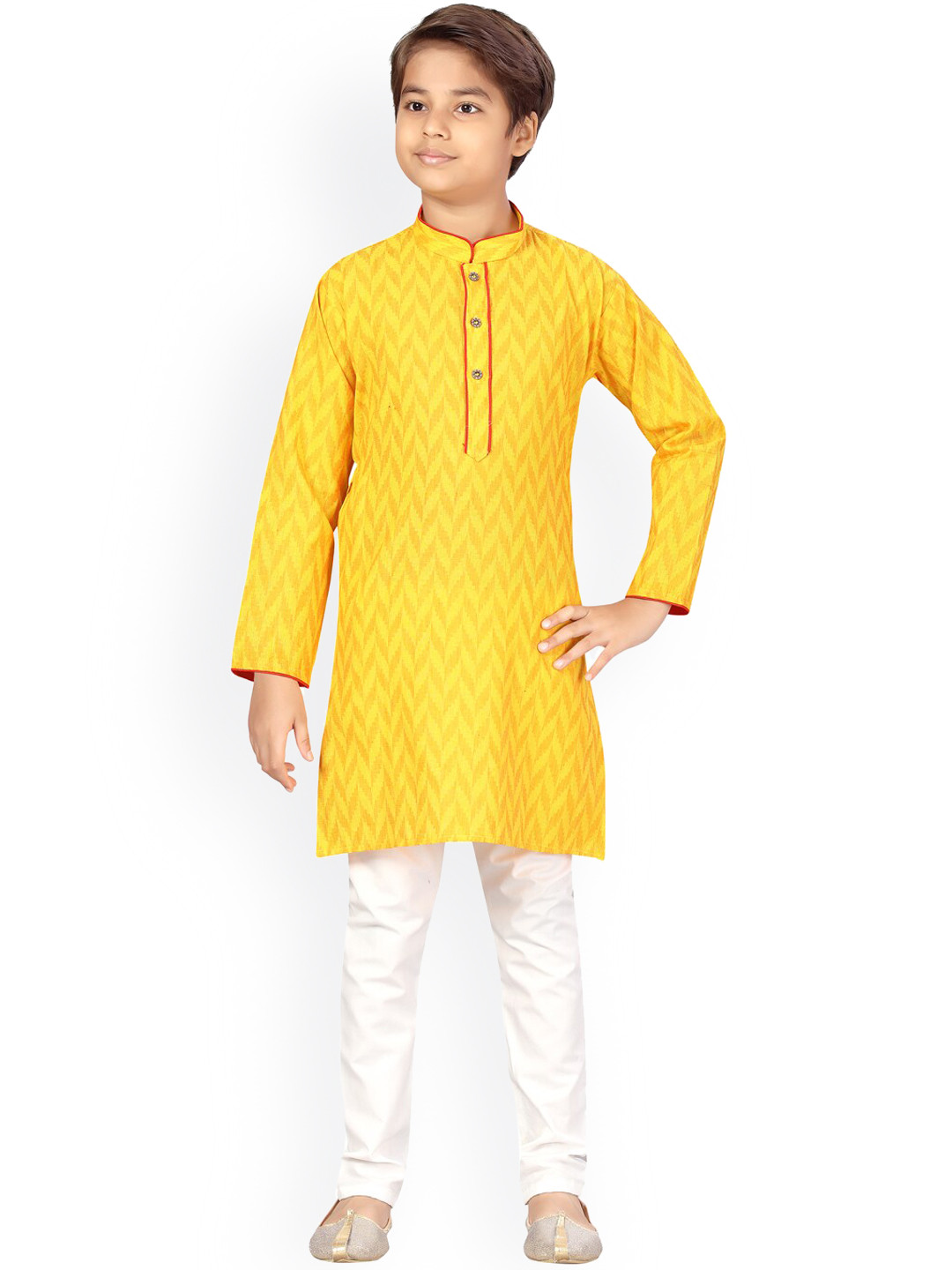 

Aarika Boys Yellow Pure Cotton Kurta with Pyjamas