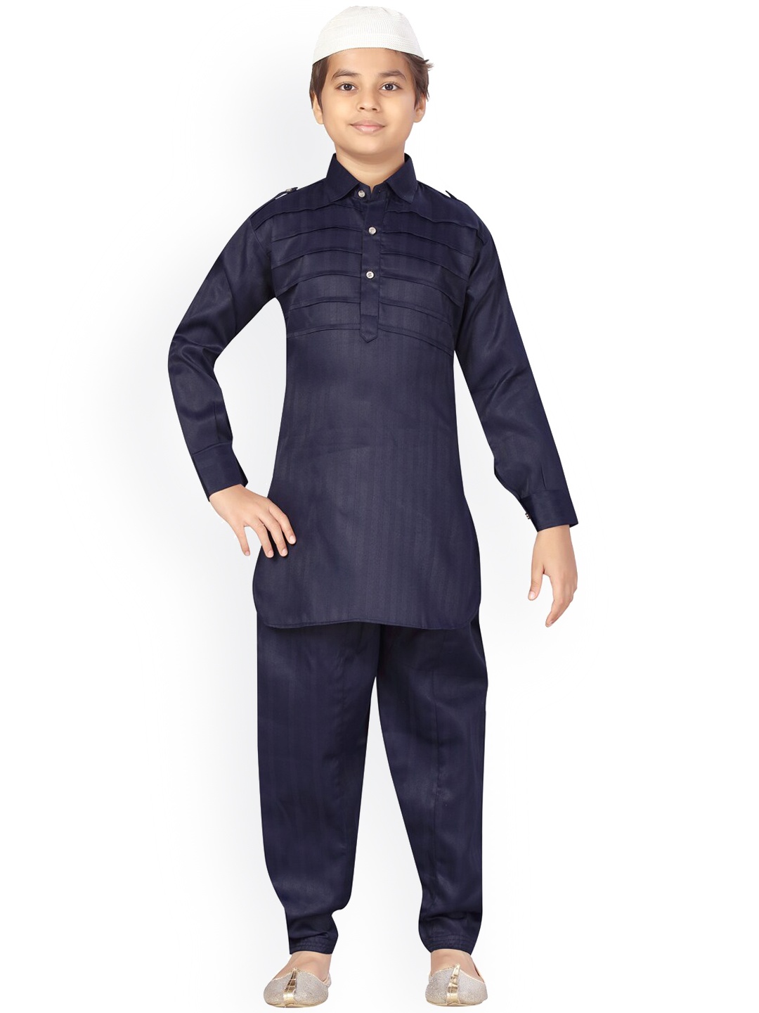 

Aarika Boys Navy Blue Pure Cotton Kurta with Pyjamas
