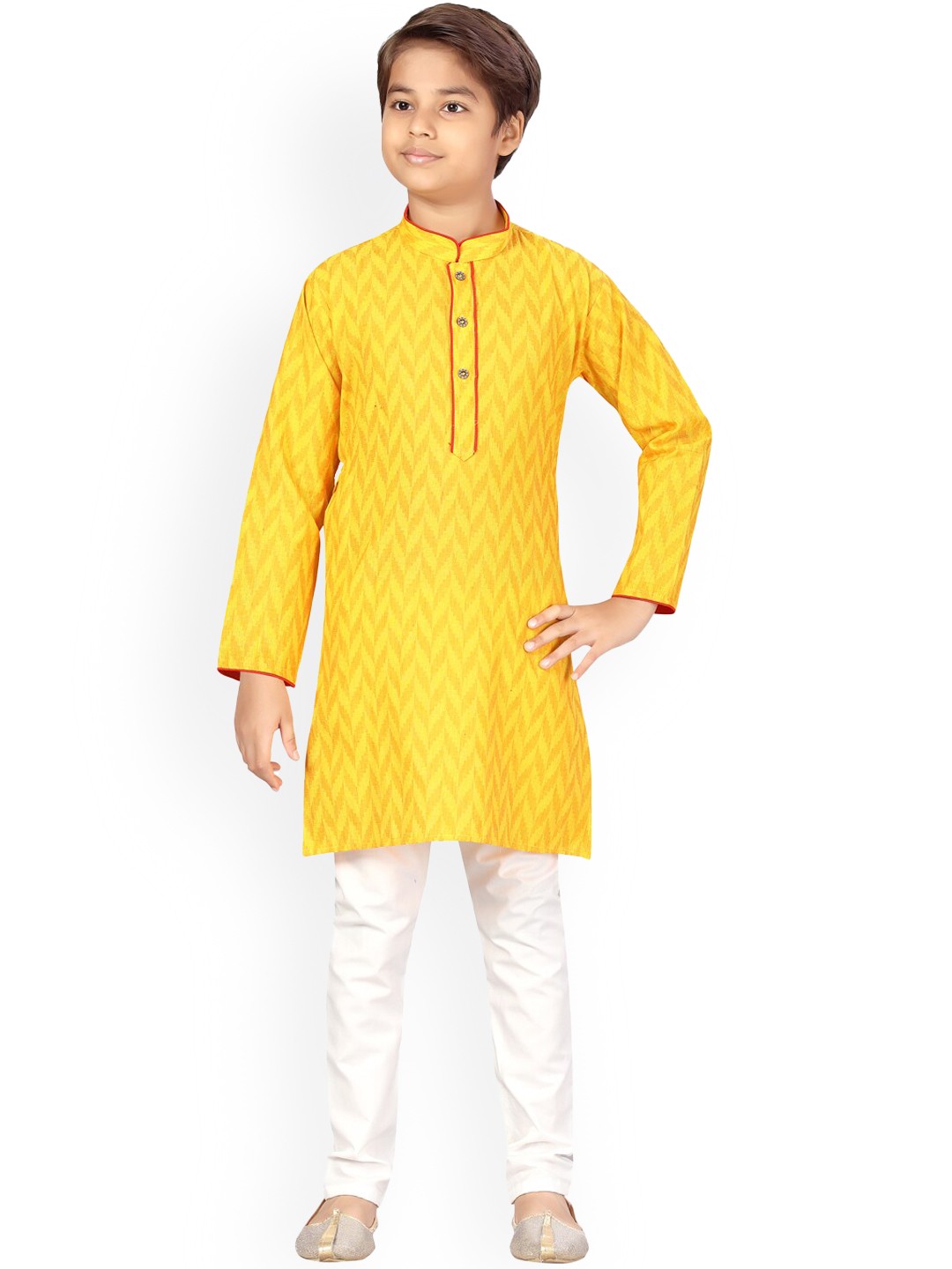 

Aarika Boys Yellow Pure Cotton Kurta with Pyjamas