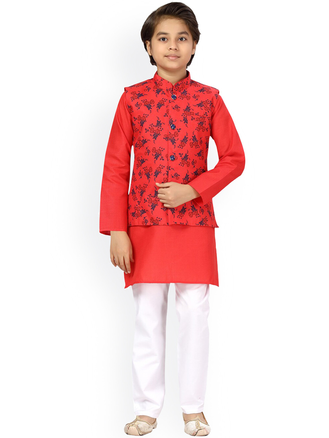 

Aarika Boys Red Printed Pure Cotton Kurta with Pyjamas