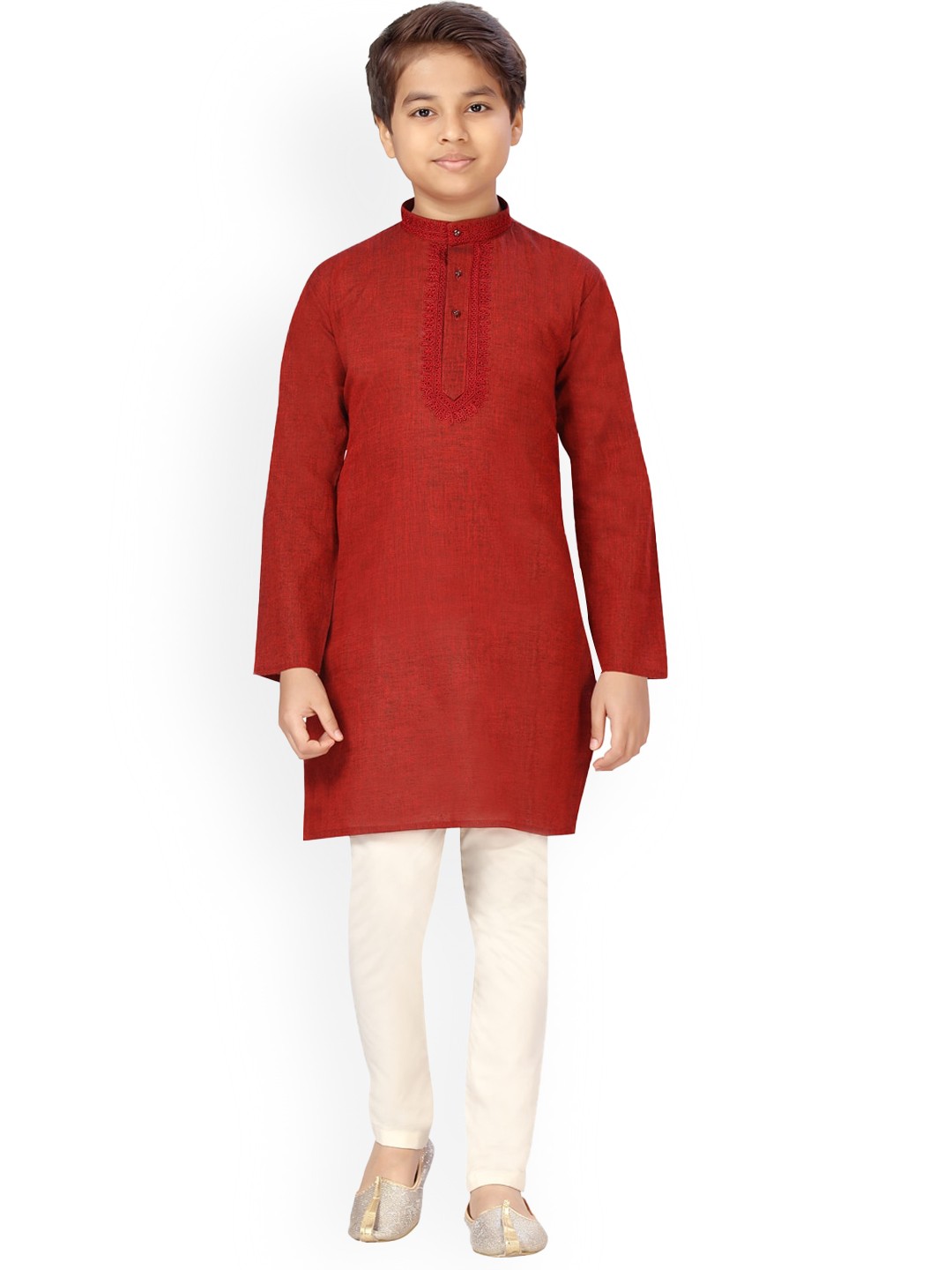 

Aarika Boys Maroon Pure Cotton Kurta with Pyjamas