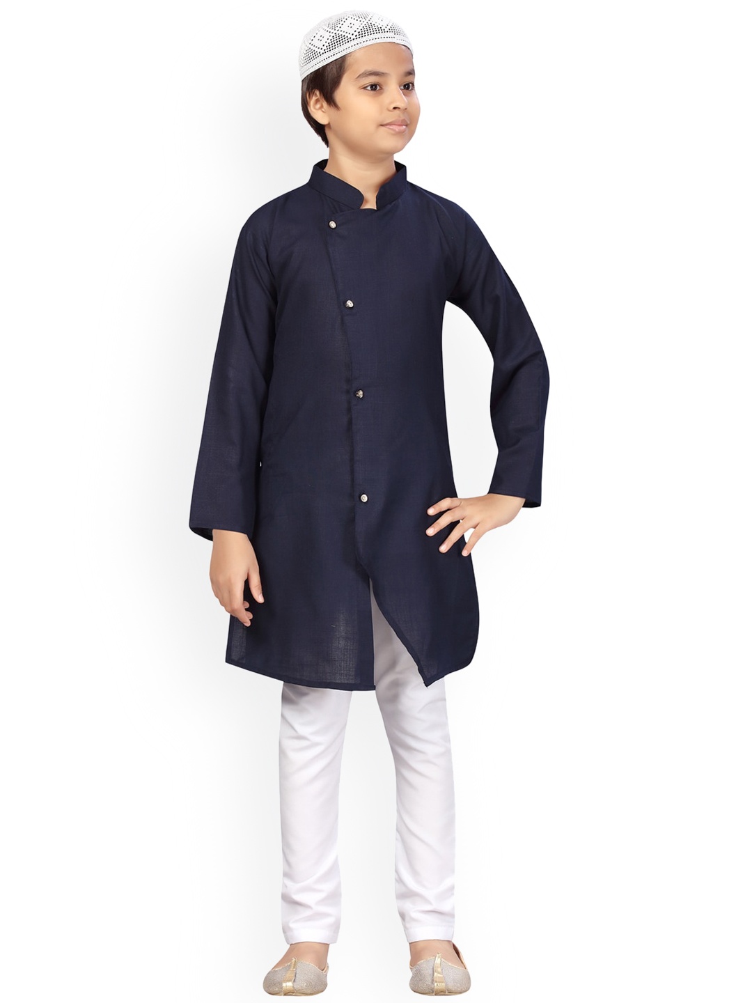 

Aarika Boys Blue Pure Cotton Kurta - Pyjama With Cap