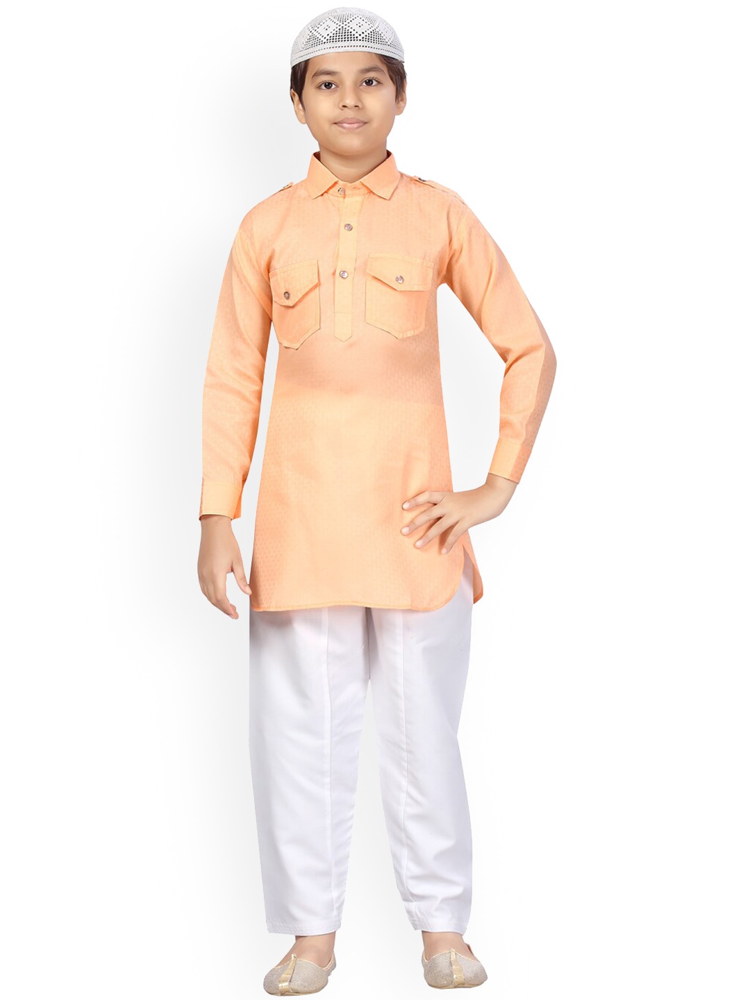 

Aarika Boys Orange Pure Cotton Kurta with Pyjamas