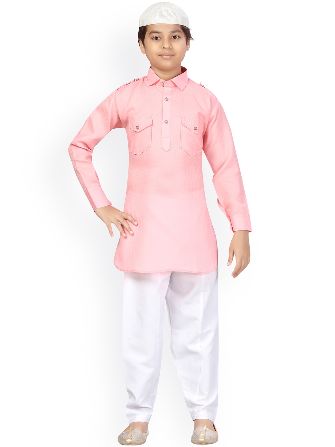 

Aarika Boys Pink Pure Cotton Kurta with Pyjamas