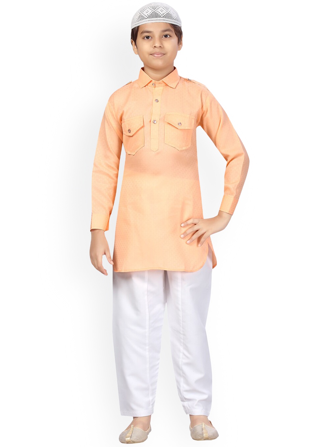 

Aarika Boys Orange Pure Cotton Kurta with Pyjamas