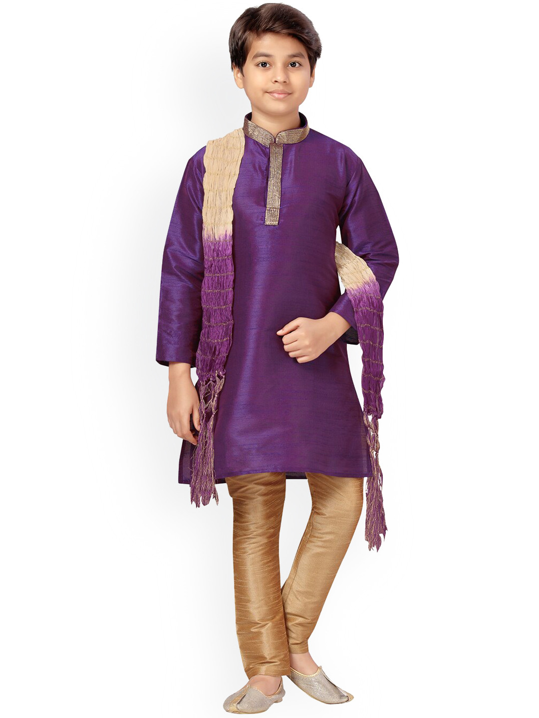

Aarika Boys Purple Pure Silk Kurta with Churidar
