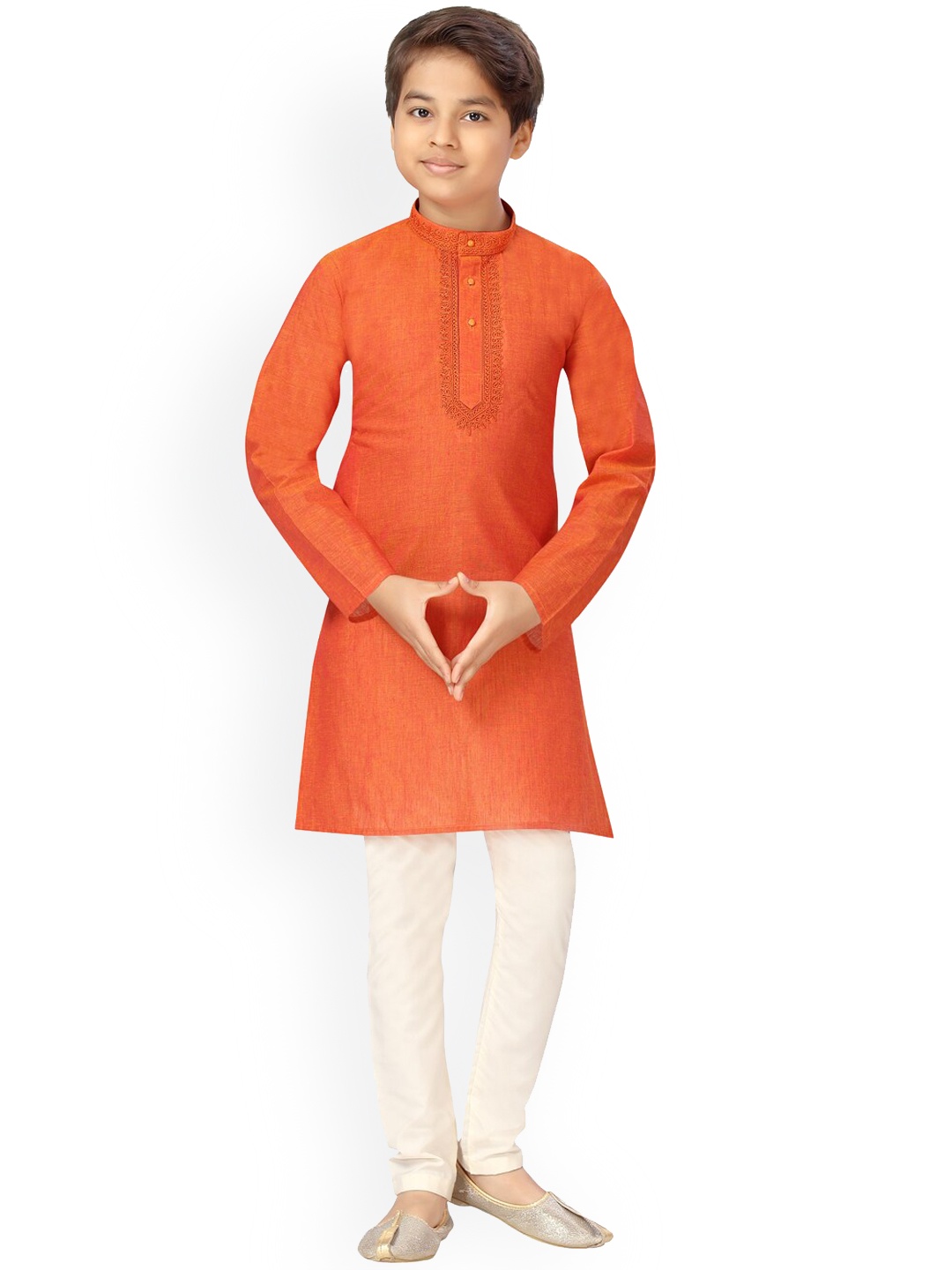 

Aarika Boys Orange Pure Cotton Kurta with Pyjamas