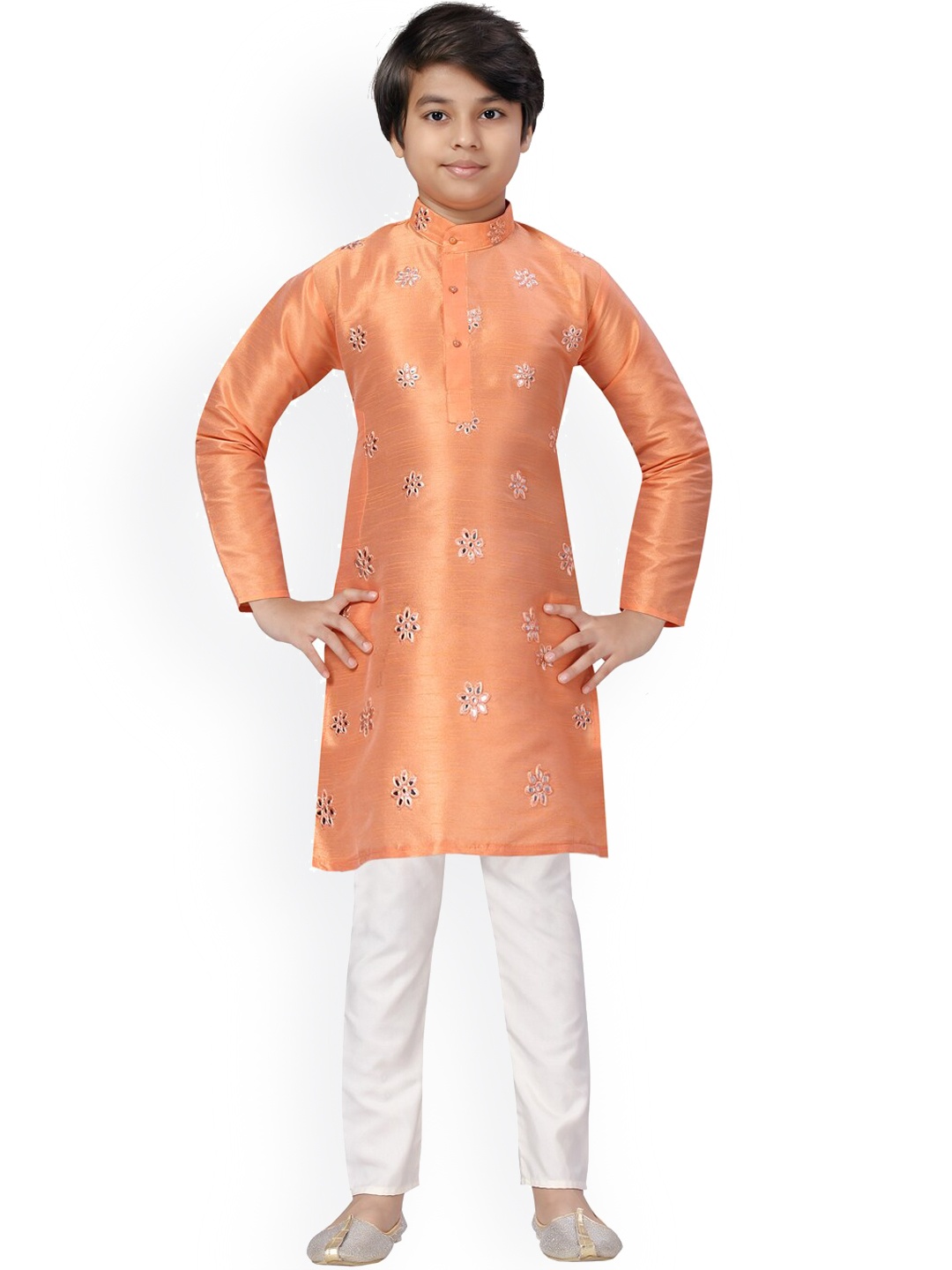 

Aarika Boys Peach-Coloured Pure Cotton Kurta with Pyjamas