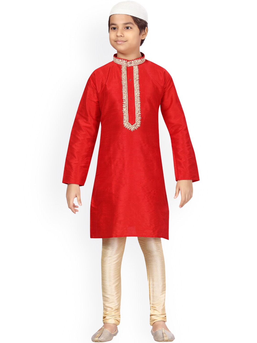 

Aarika Boys Red Pure Silk Kurta with Pyjamas