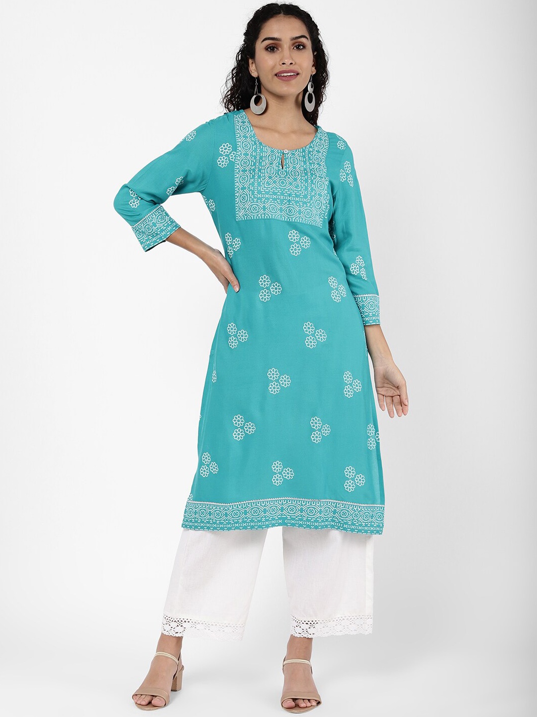 

R&B Women Purple Ethnic Motifs Keyhole Neck Thread Work Kurta
