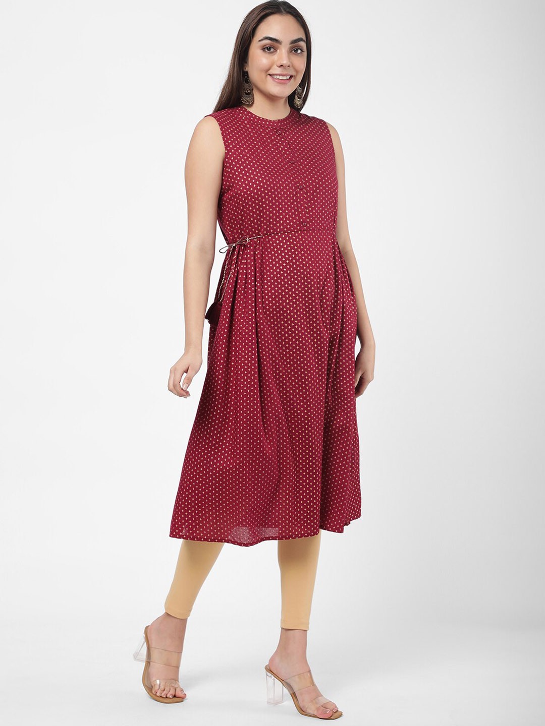 

R&B Women Maroon Geometric Embroidered Kurta