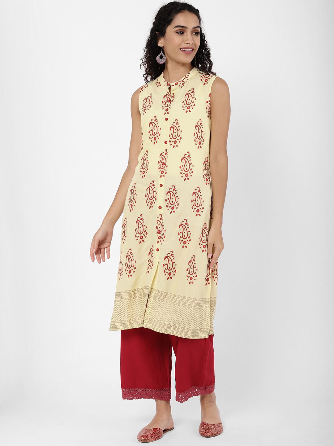 

R&B Women Yellow Paisley Printed Kurta