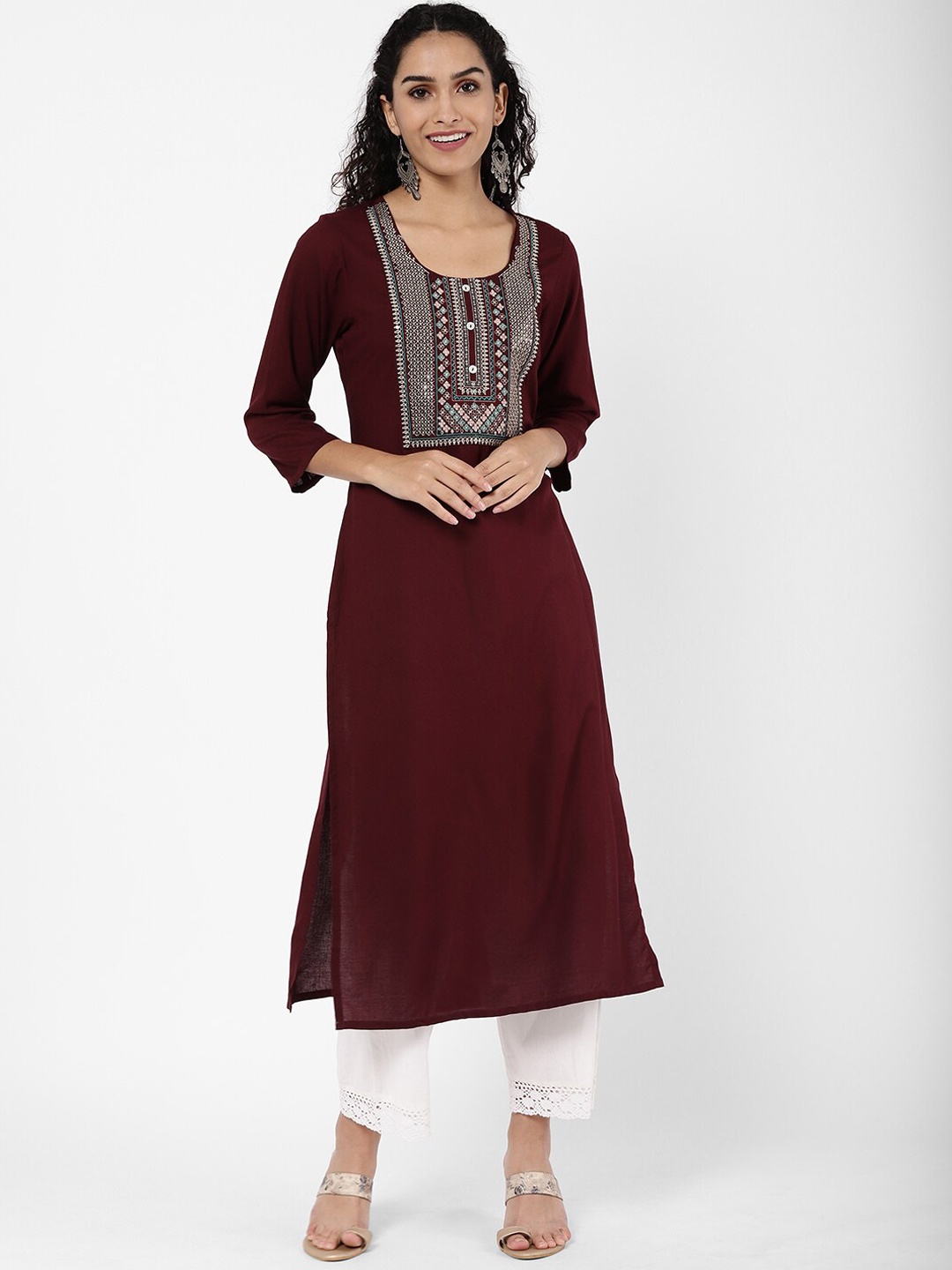 

R&B Women Maroon Thread Work Kurta