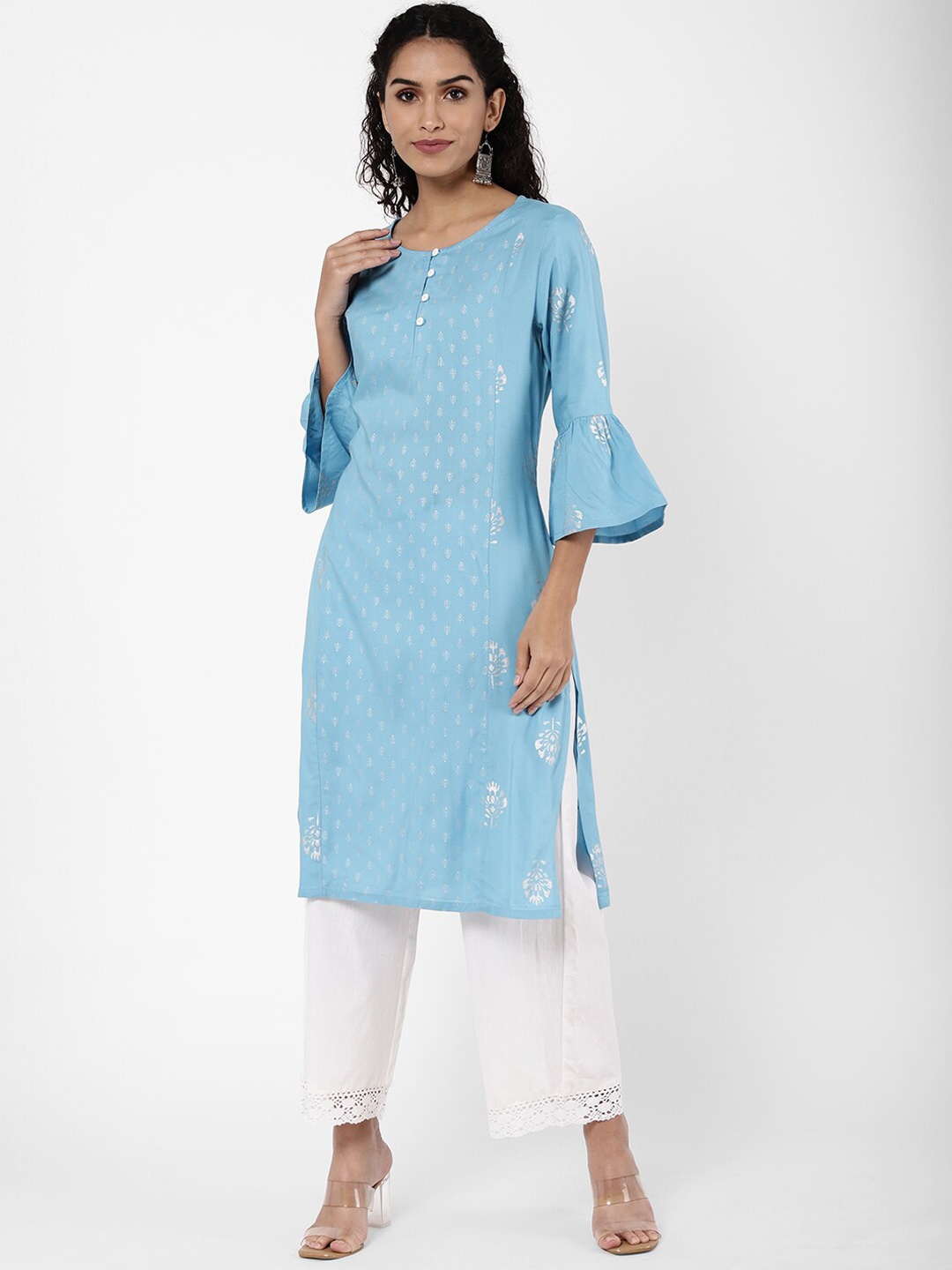 

R&B Women Yellow Ethnic Motifs Bell Sleeves Kurta