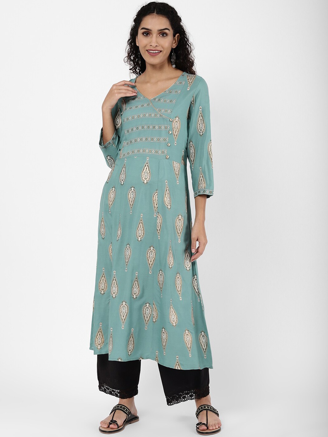 

R&B Women Blue Ethnic Motifs Printed Anarkali Kurta