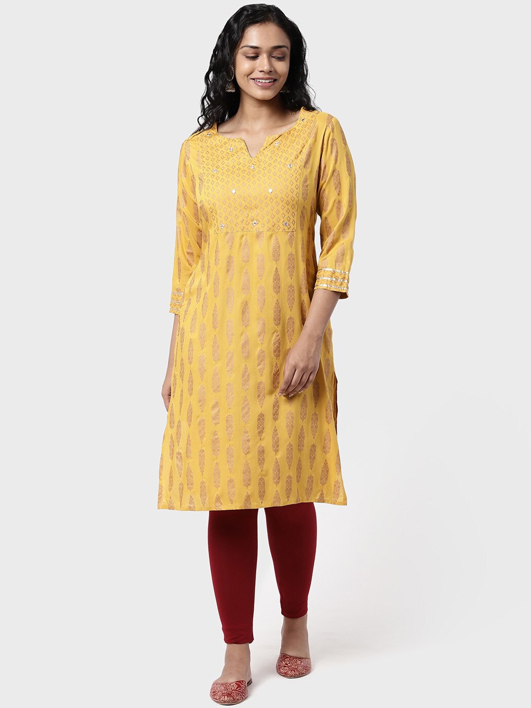 

R&B Women Yellow Ethnic Motifs Printed Kurta