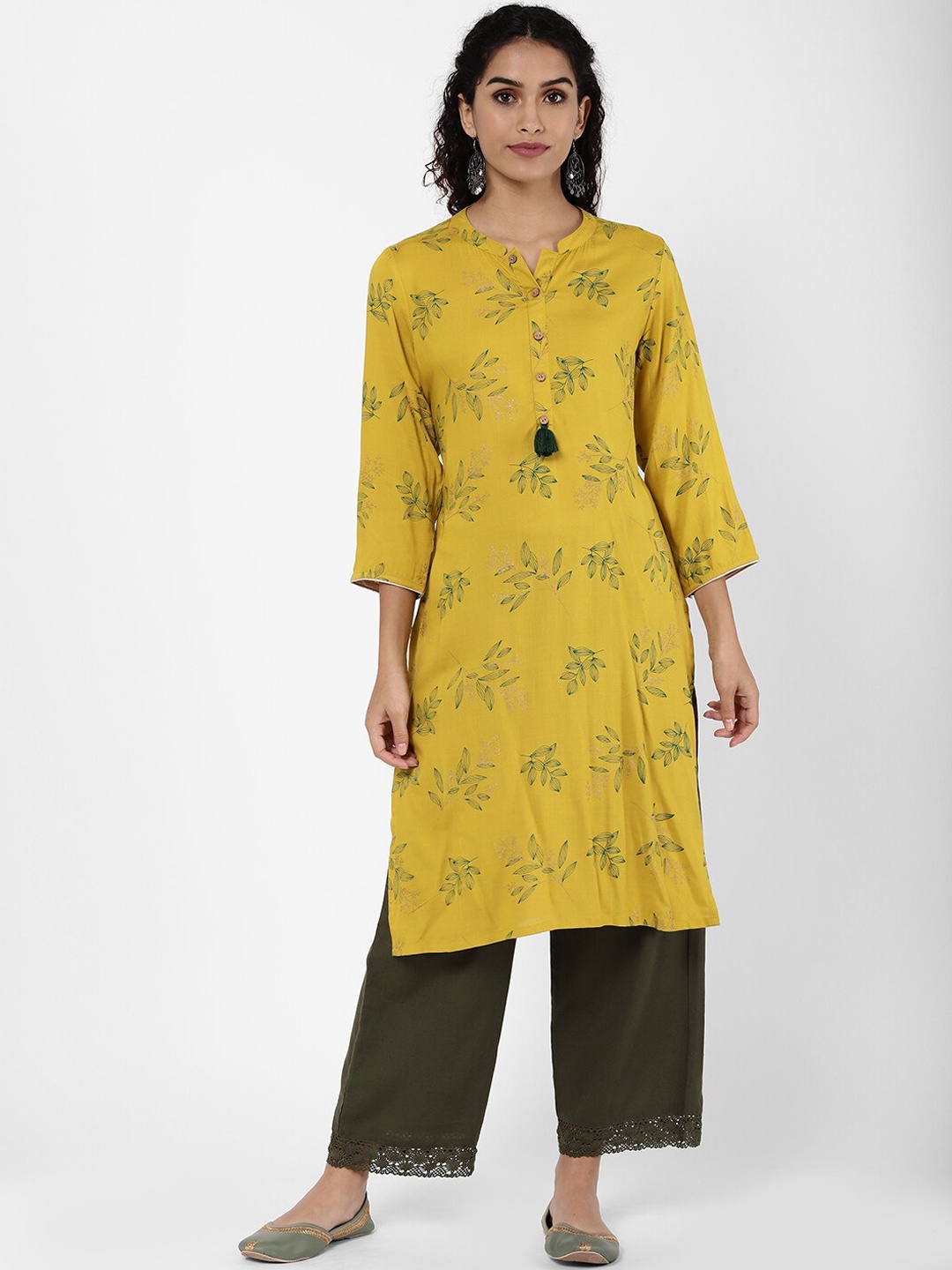

R&B Women Yellow Floral Kurta