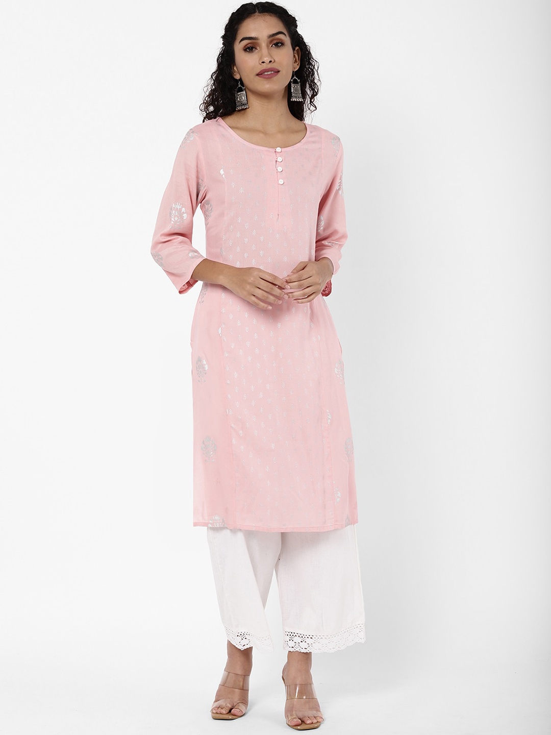 

R&B Women Pink Embellished Pastels Kurta