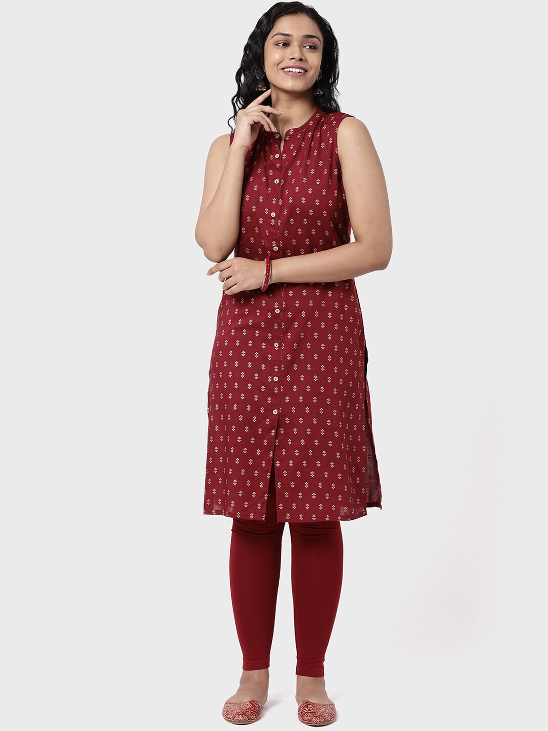 

R&B Women Maroon Geometric Print Kurta