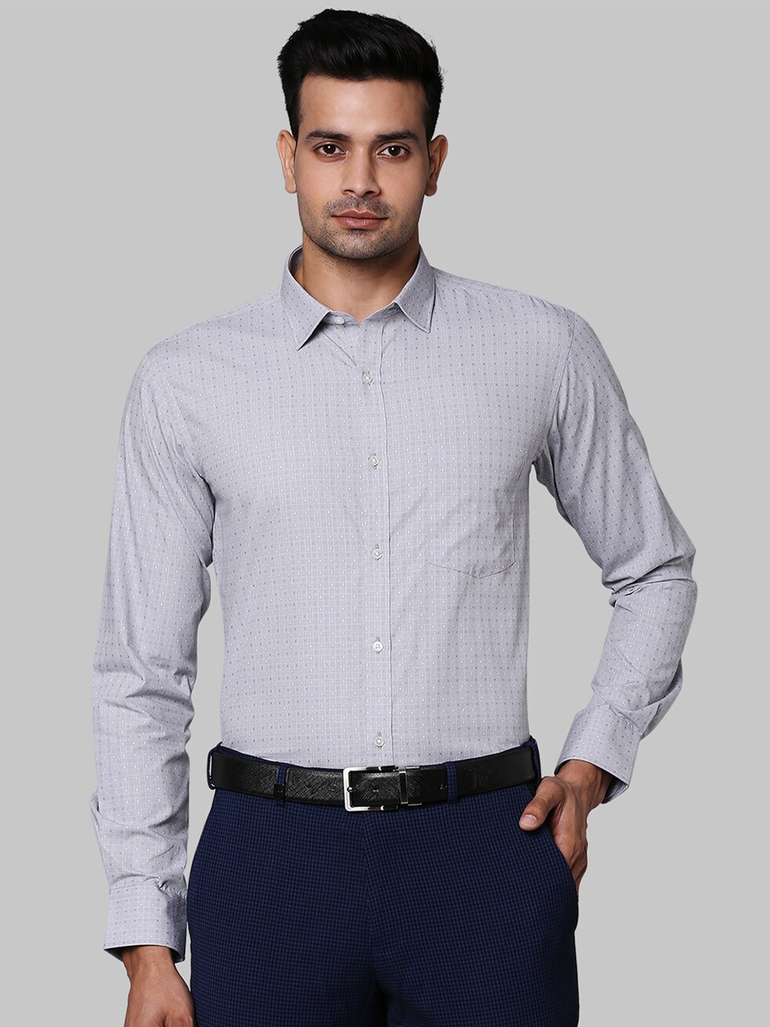 

Park Avenue Men Grey Slim Fit Printed Formal Shirt
