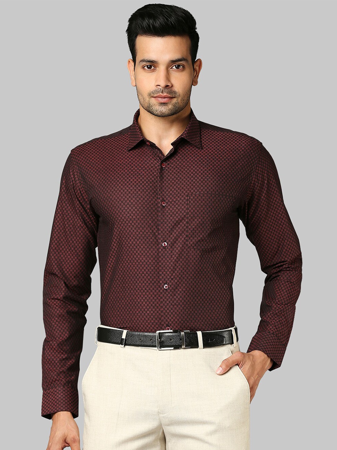 

Park Avenue Men Maroon Slim Fit Full Sleeve Formal Shirt