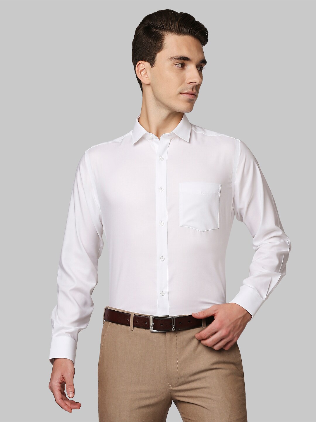 

Park Avenue Men White Solid Full Sleeve Formal Shirt