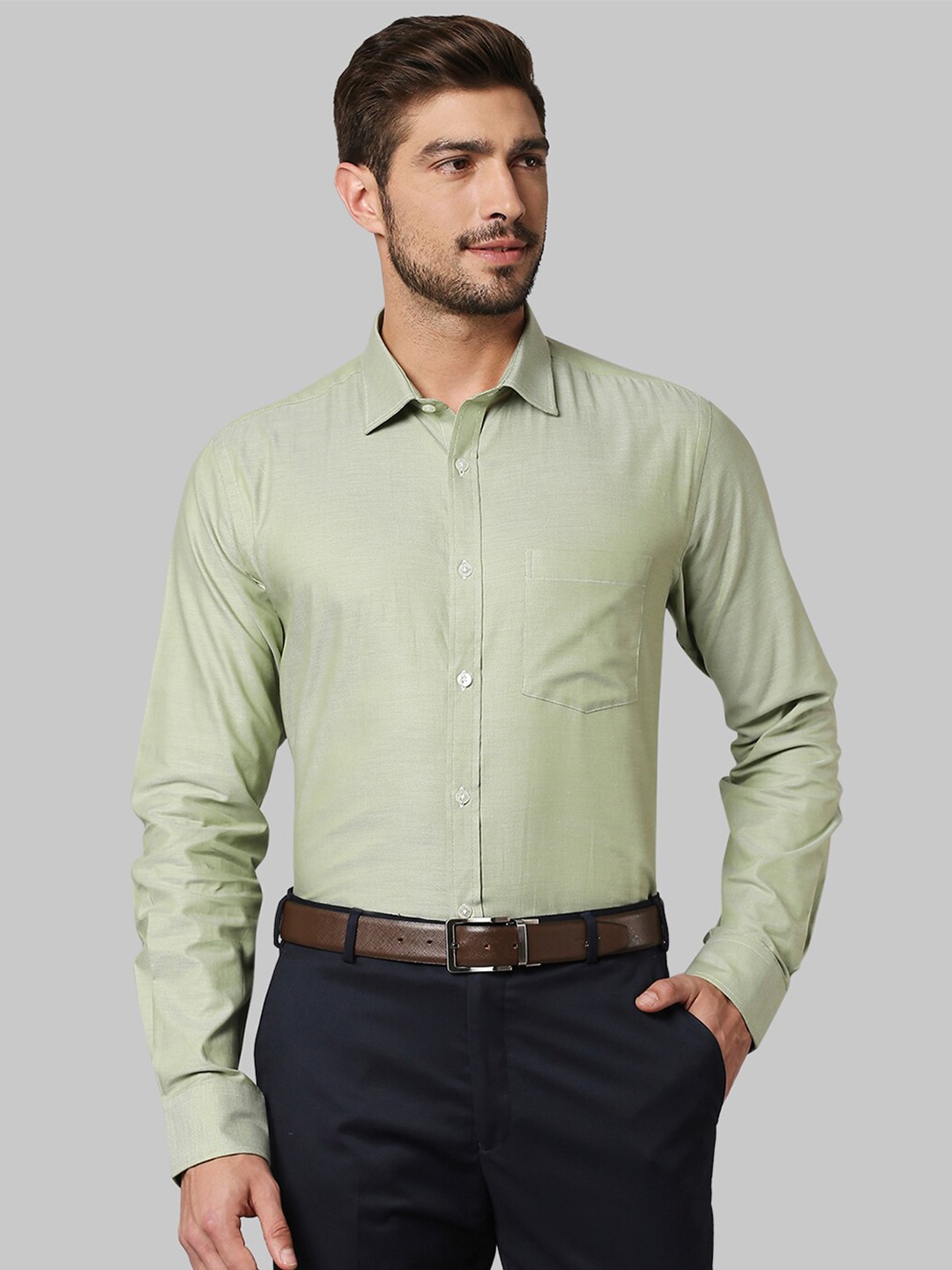 

Park Avenue Men Green Slim Fit Formal Shirt