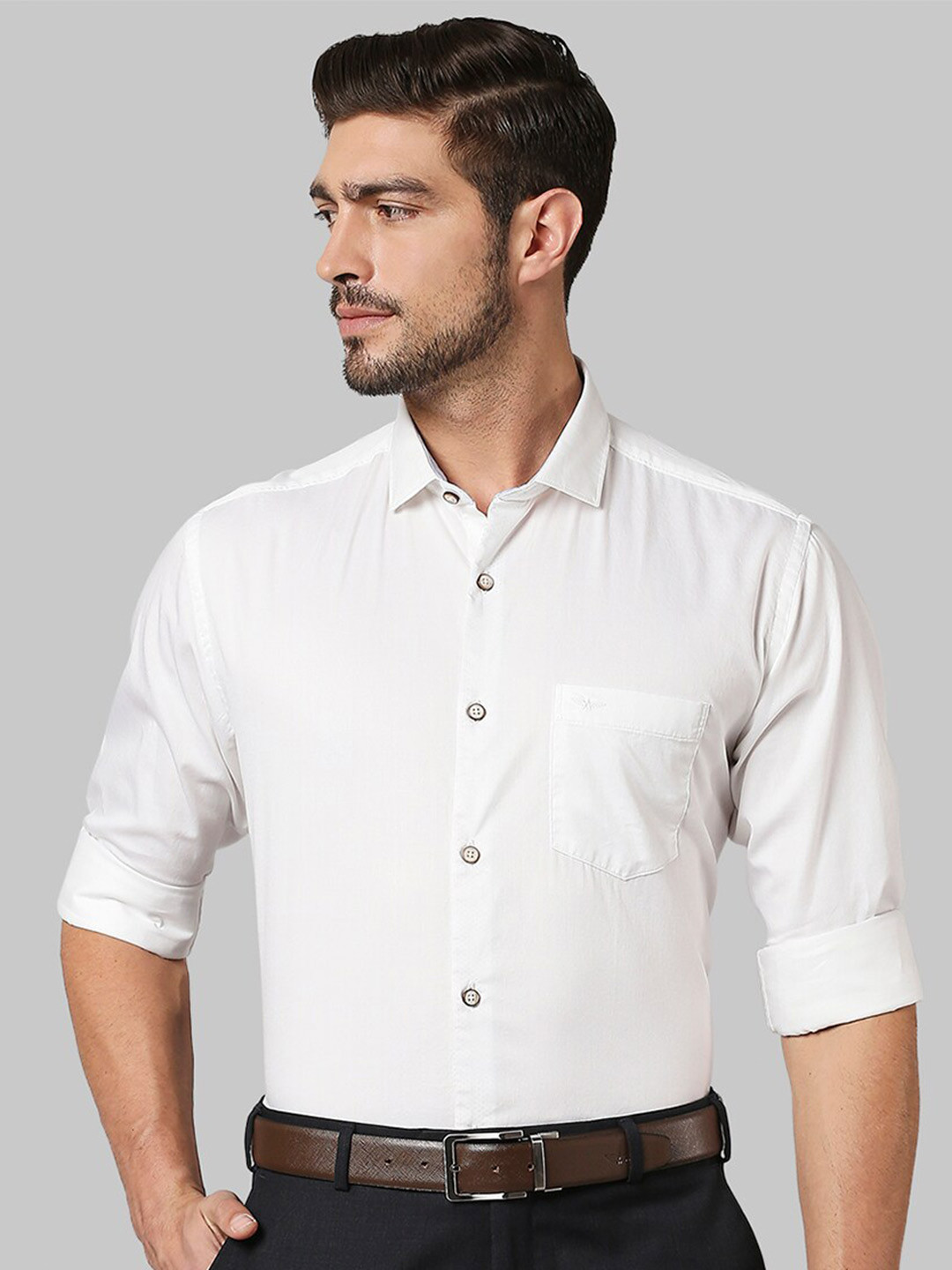 

Park Avenue Men White Slim Fit Casual Shirt