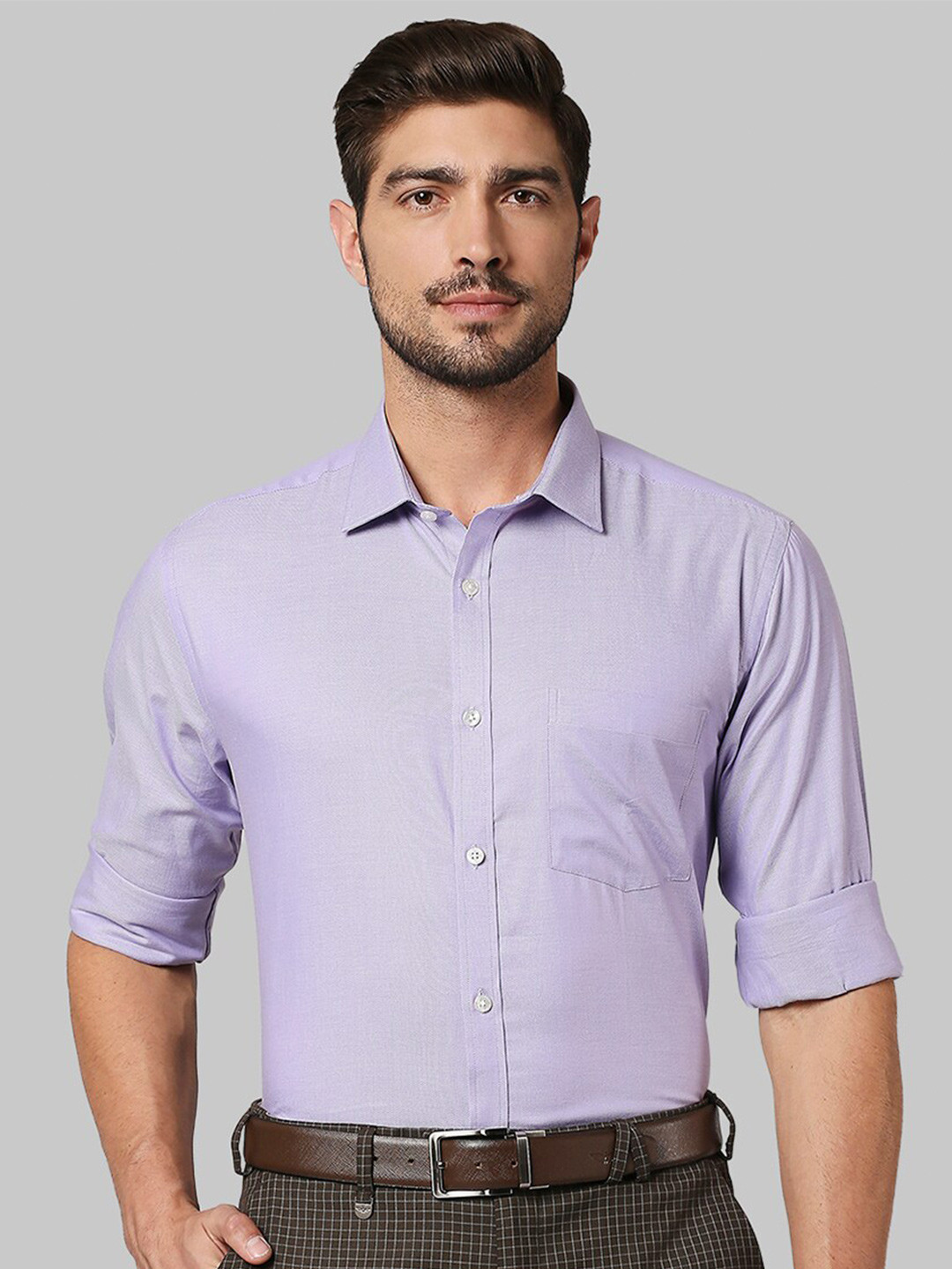 

Park Avenue Men Purple Solid Slim Fit Formal Shirt