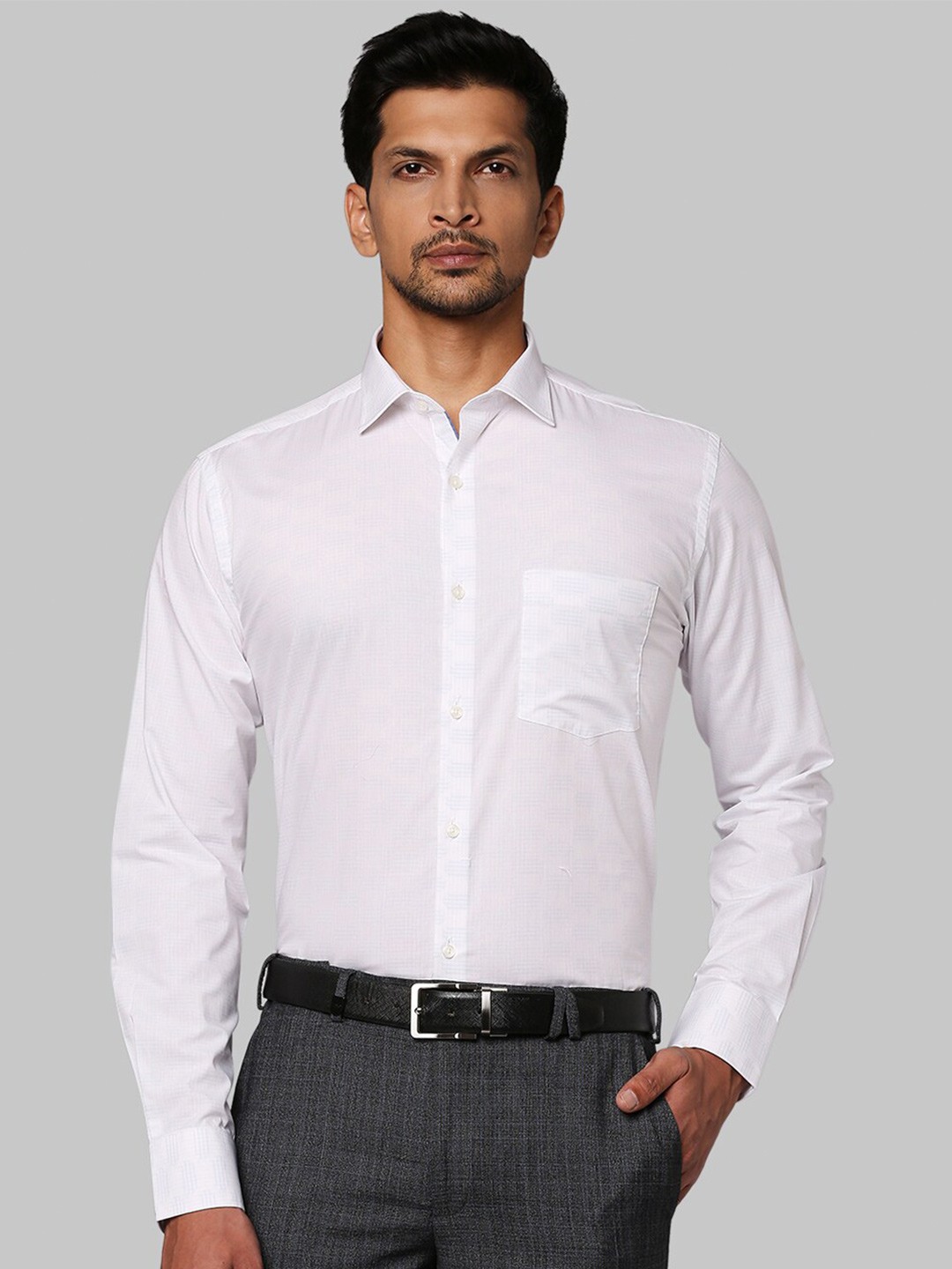 

Park Avenue Men White Slim Fit Printed Formal Shirt