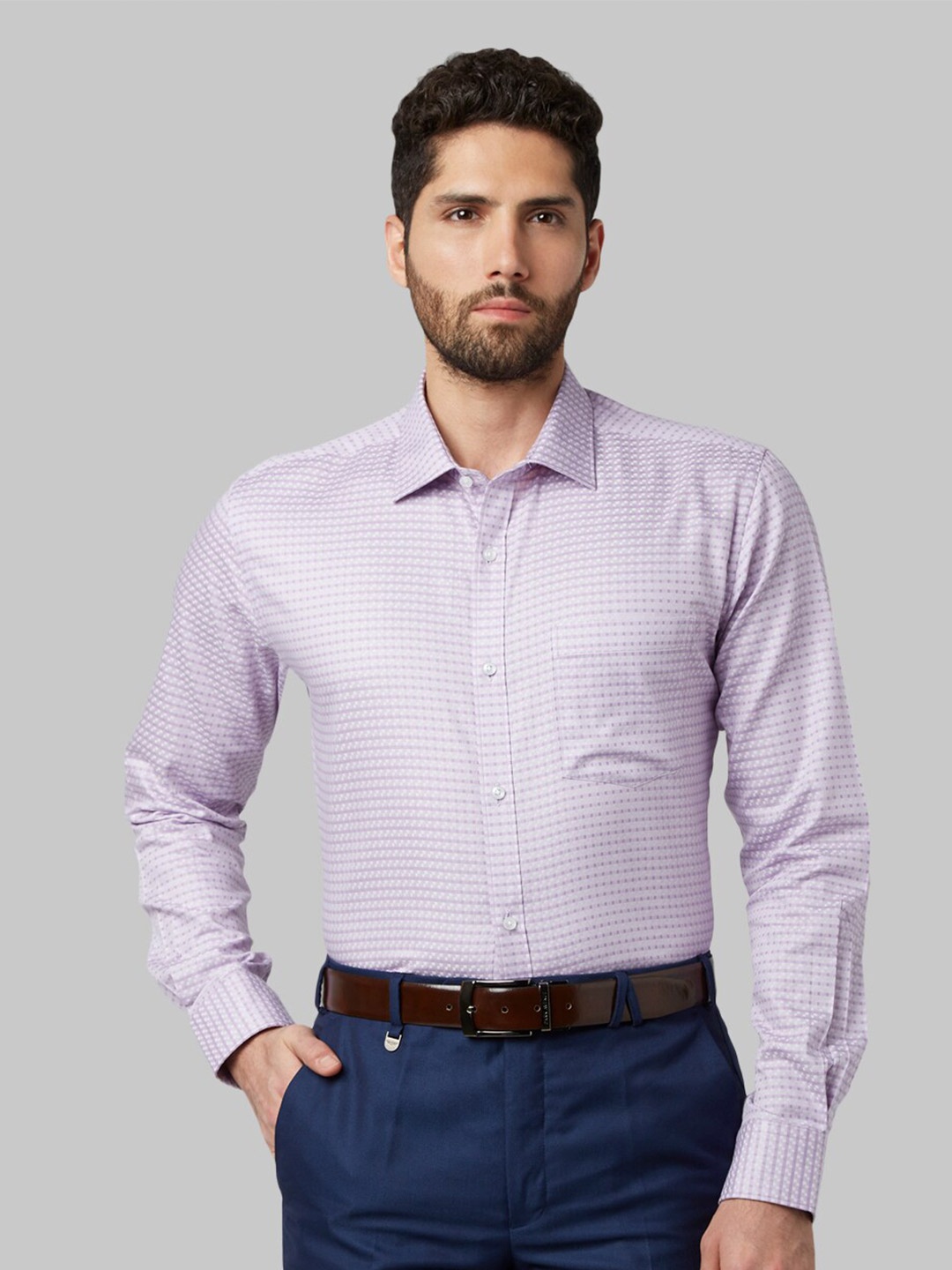 

Park Avenue Men Purple Slim Fit Checked Formal Shirt
