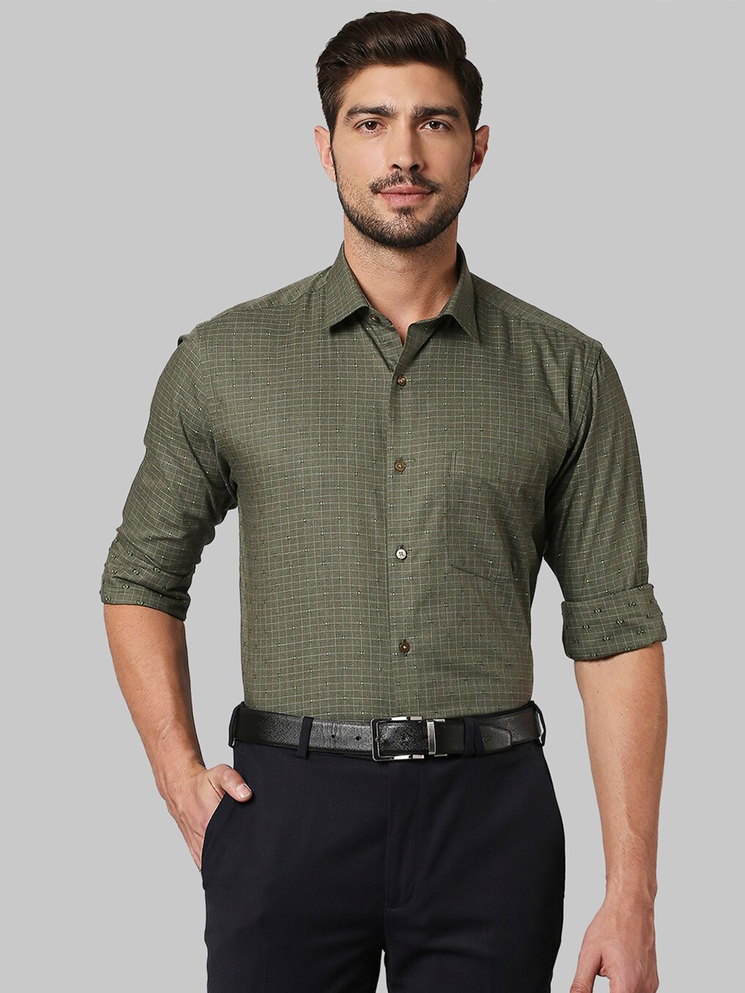 

Park Avenue Men Green Slim Fit Formal Shirt
