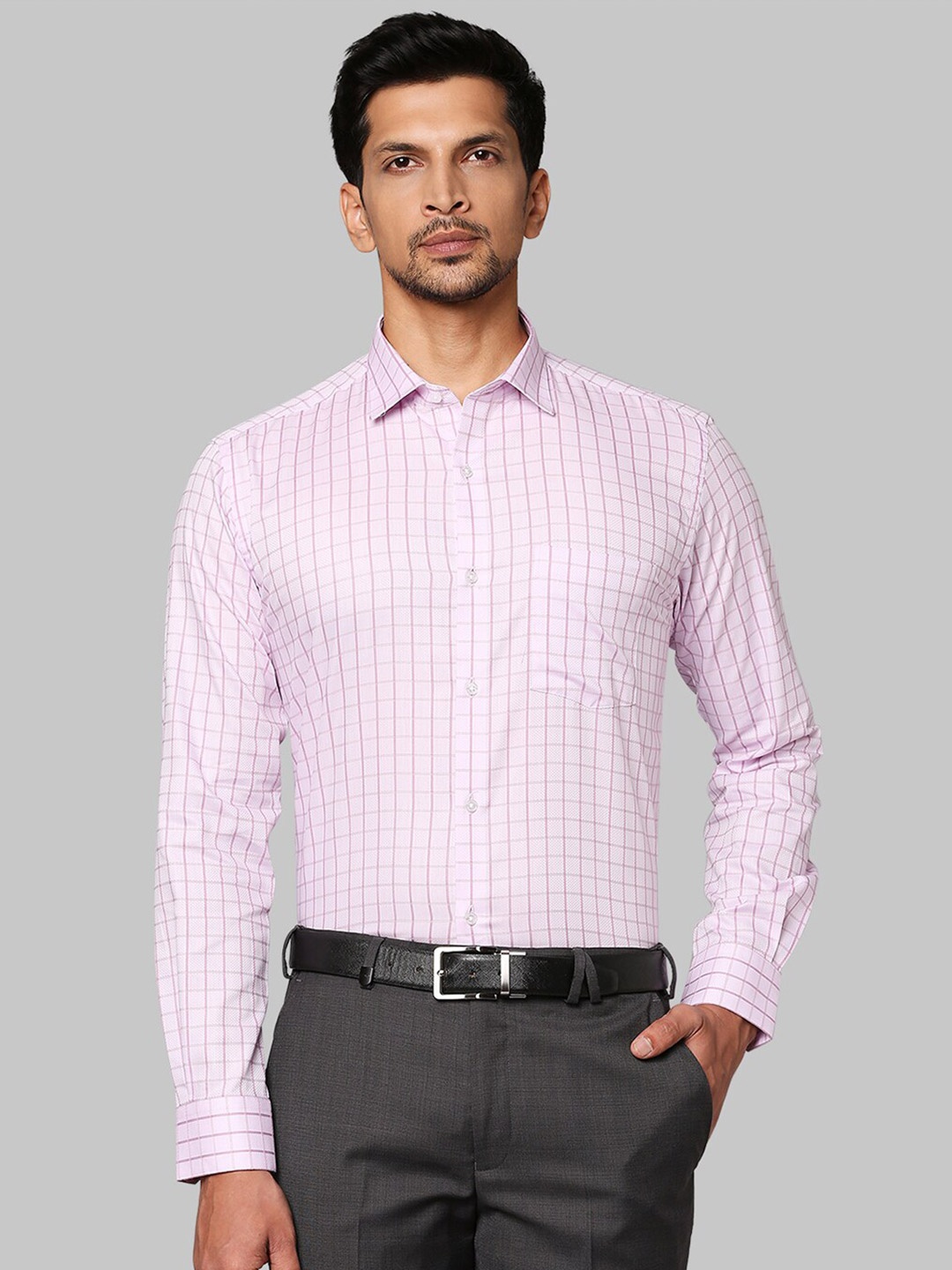 

Park Avenue Men Purple Slim Fit Checked Formal Shirt