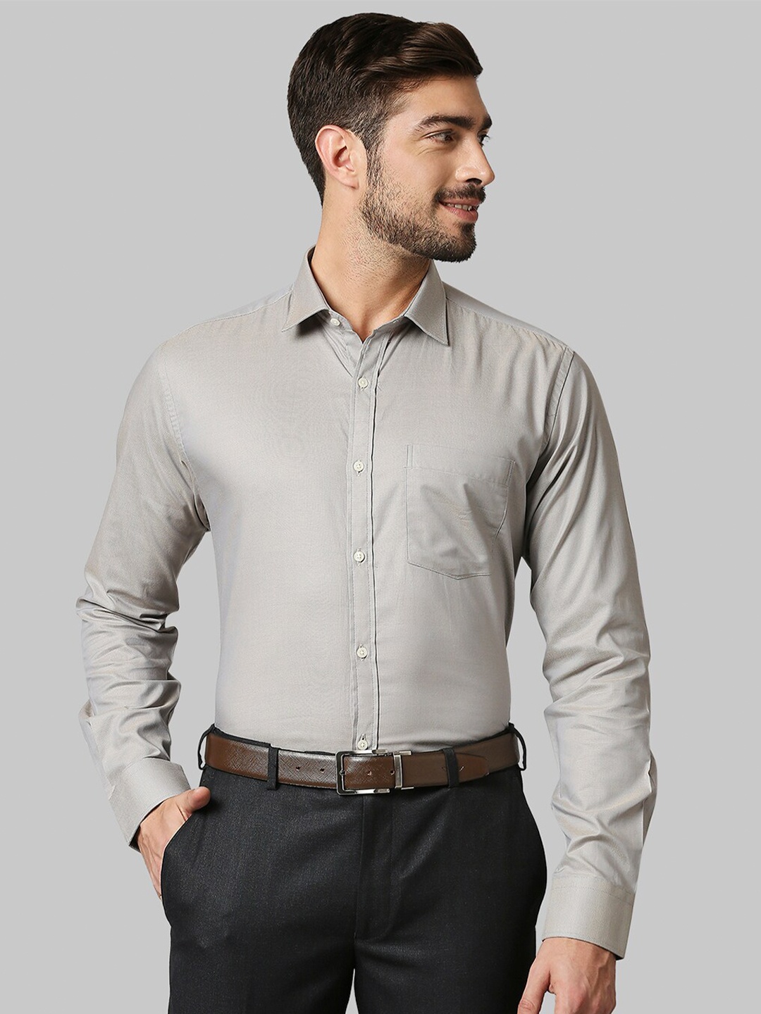 

Park Avenue Men Grey Slim Fit Formal Shirt