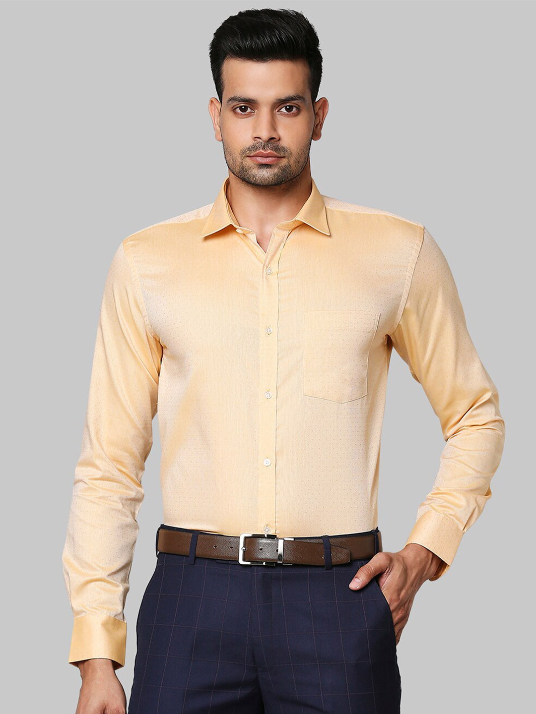 

Park Avenue Men Yellow Slim Fit Cotton Formal Shirt