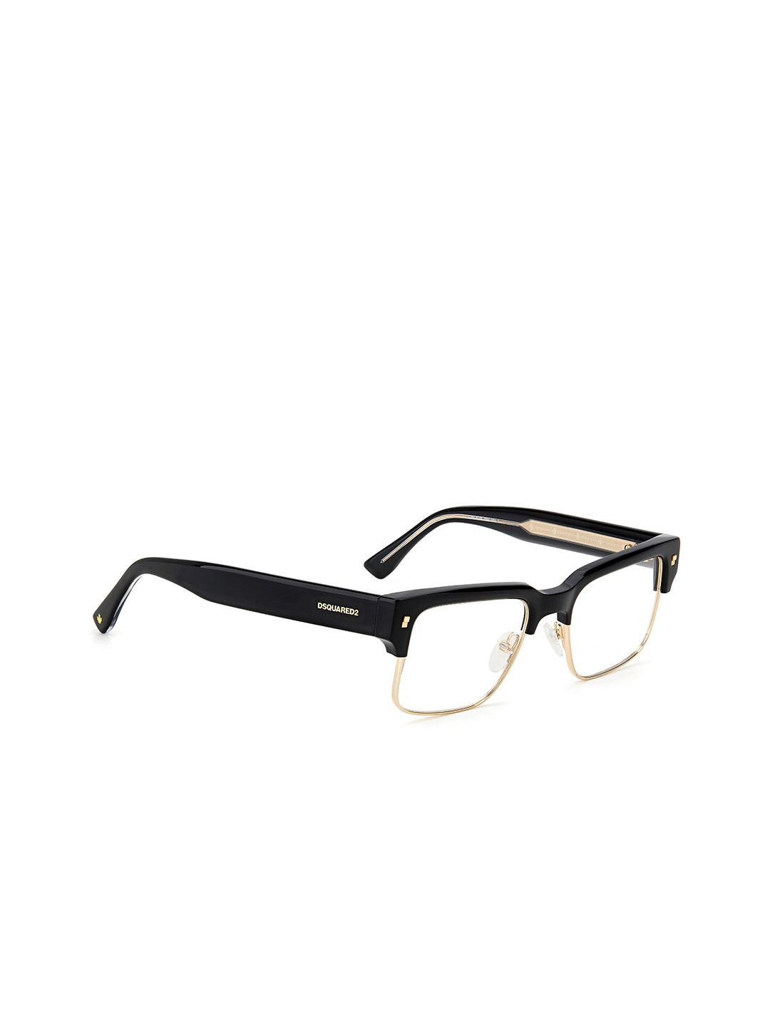 

Dsquared2 Men Black & Gold-Toned Half Rim Rectangle Frames