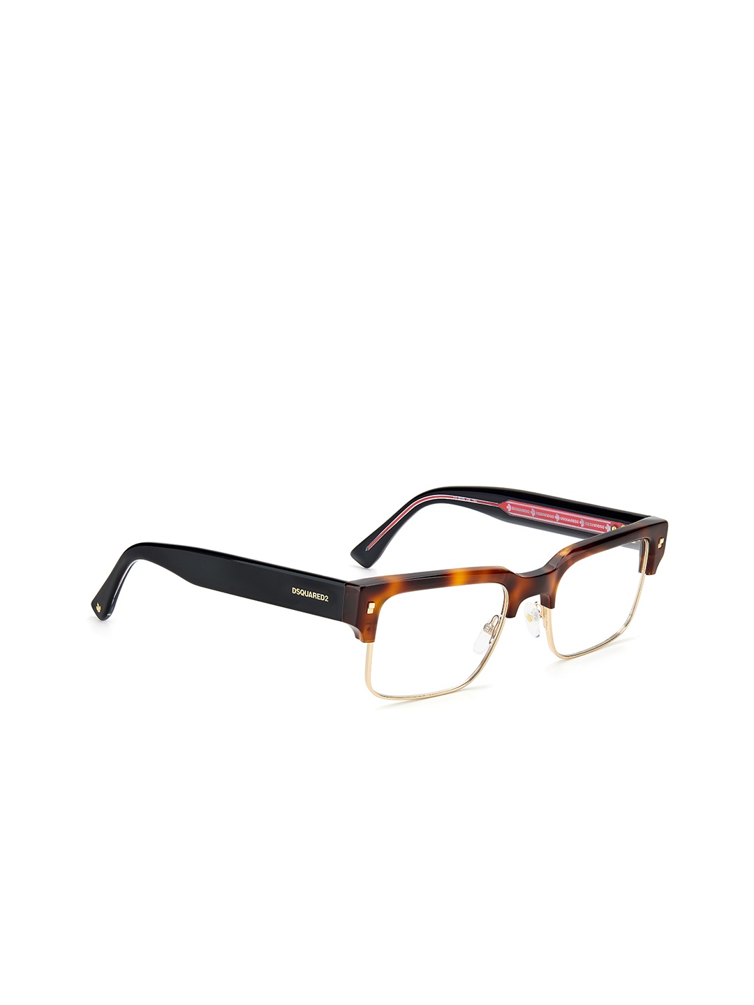 

Dsquared2 Men Black & Brown Half Rim Rectangle Frames