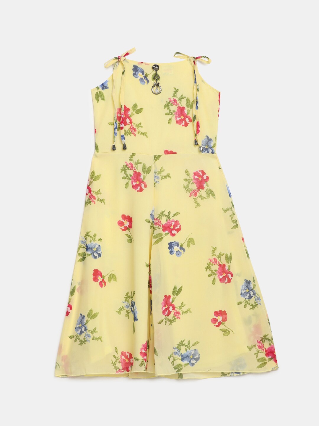 

V-Mart Yellow & Red Floral Satin Maxi Dress