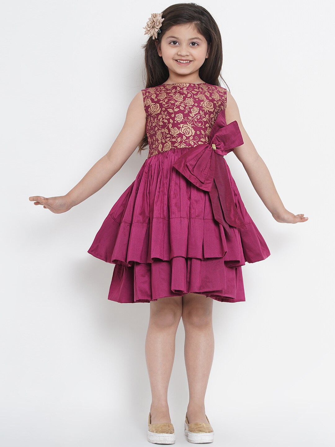 

Bitiya by Bhama Burgundy Floral Layered Dress