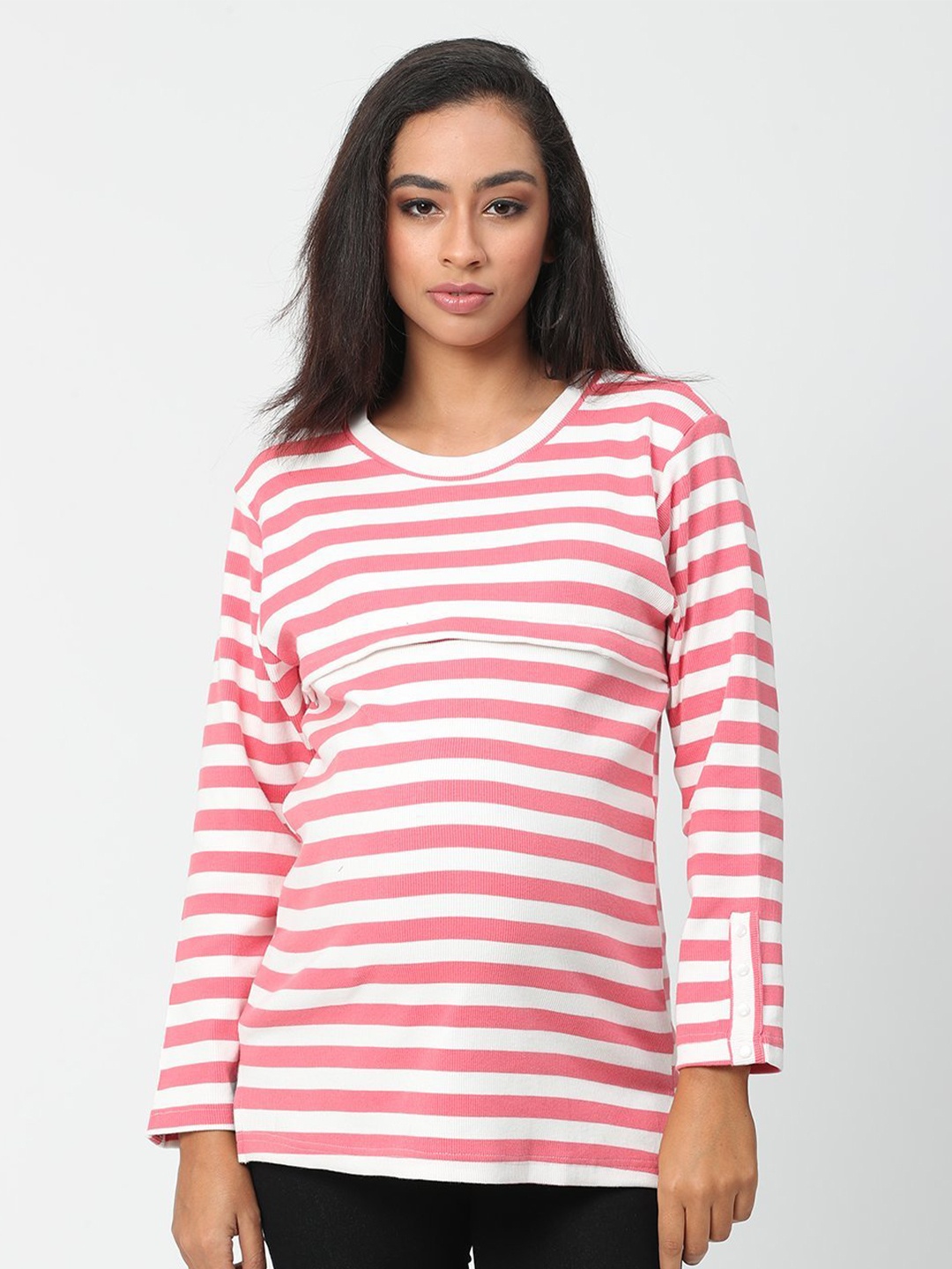 

The Mom Store Pink Striped Maternity Top