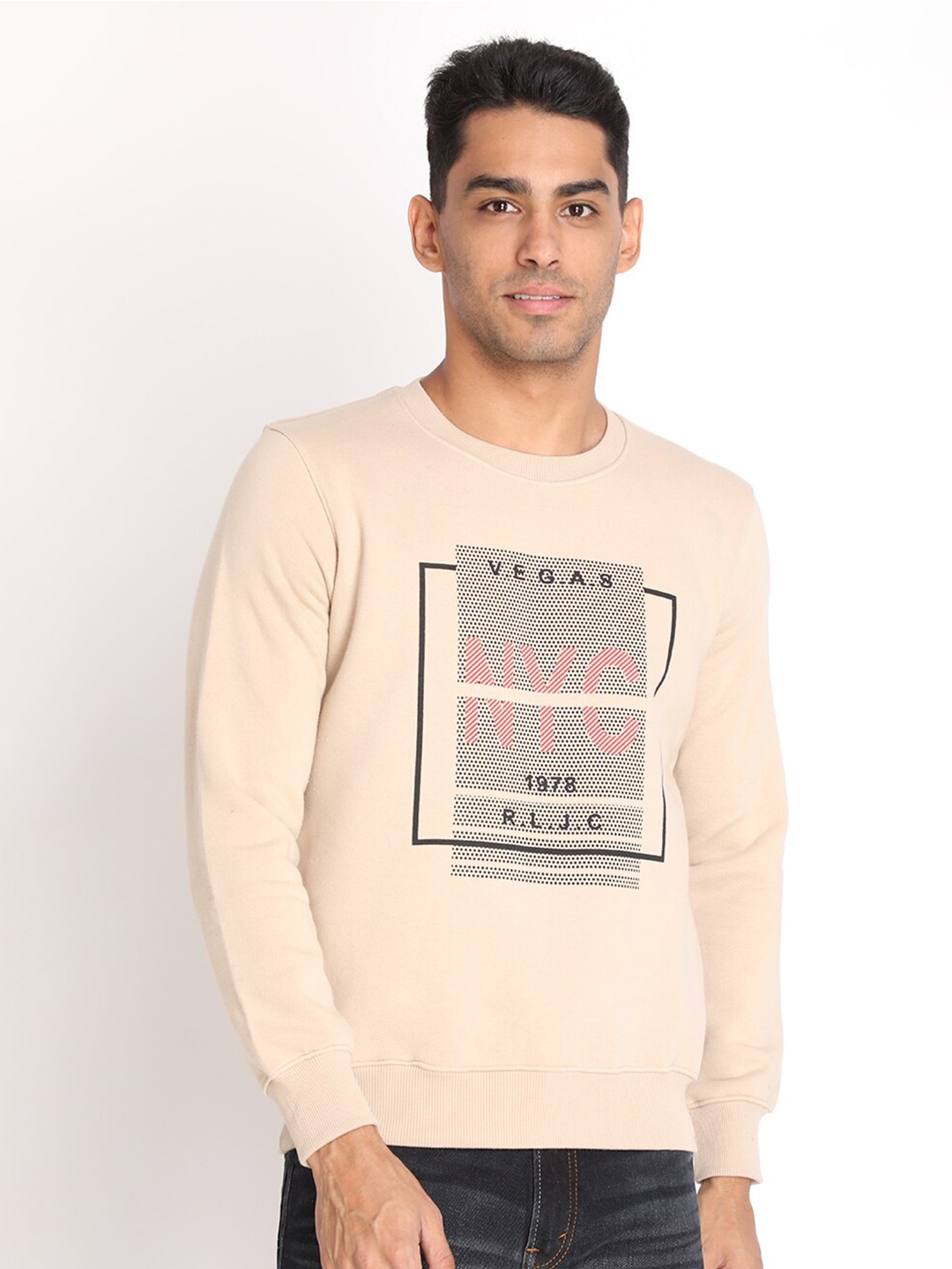 

PROTEX Men Camel Brown Printed Sweatshirt