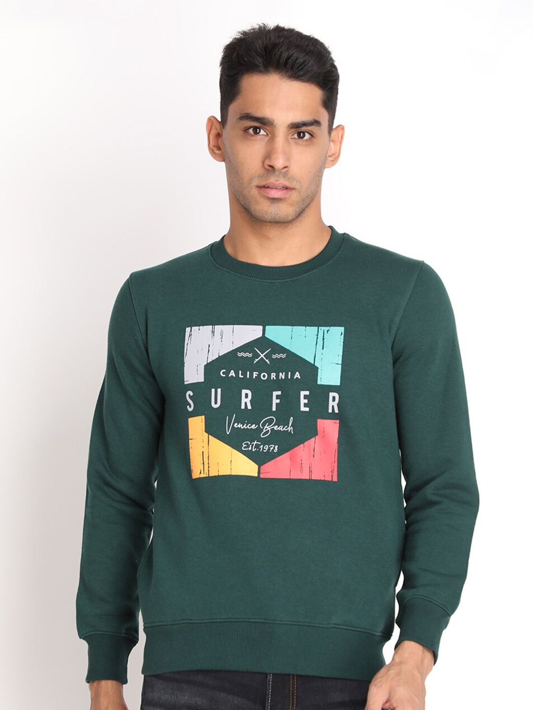 

PROTEX Men Green Printed Sweatshirt
