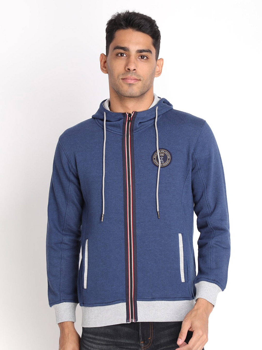 

PROTEX Men Blue Hooded Sweatshirt