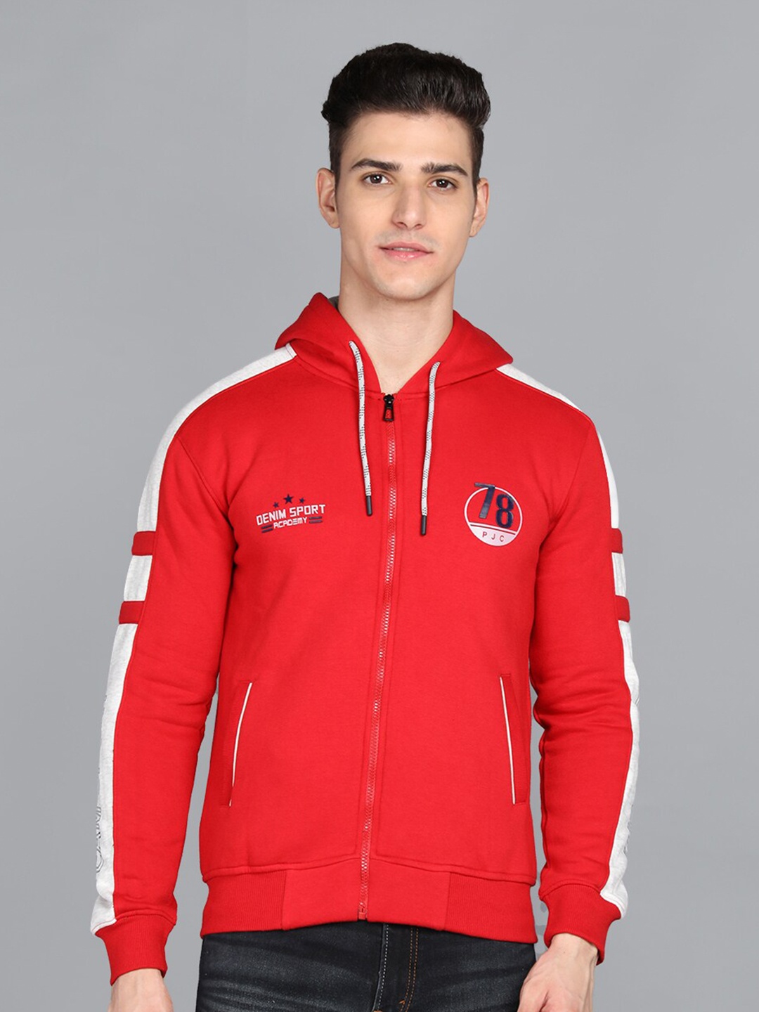 

PROTEX Men Red Hooded Sweatshirt